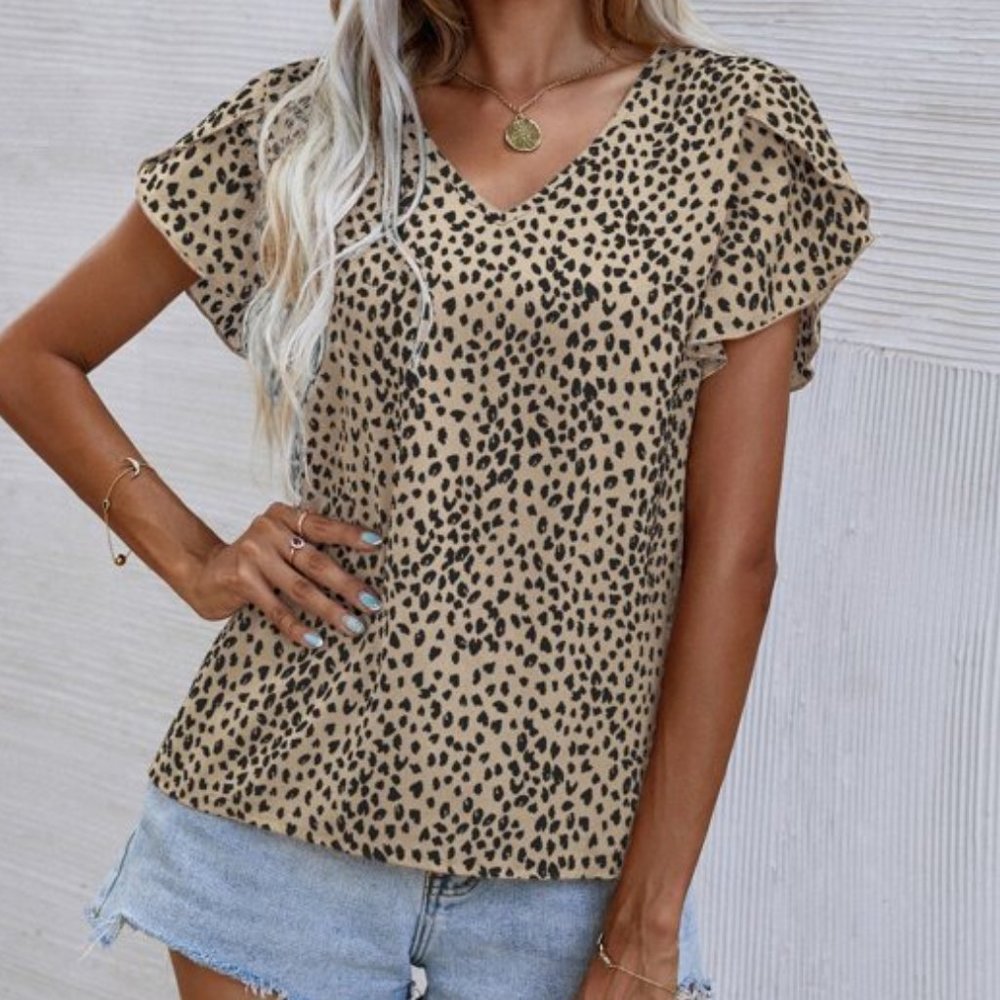 Chic Leopard Animal Print Blouse Top - Picture 6 of 8